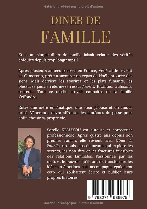 4e de couverture du livre Dîner de Famille de Sorelle Kemayou